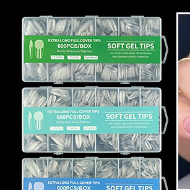 120/240/330/600 Pcs Soft Gel Nail Tips, Half Matte Clear Nail Tips Pre-shaped False Nail Tips For Nail Extension Manicure Tools