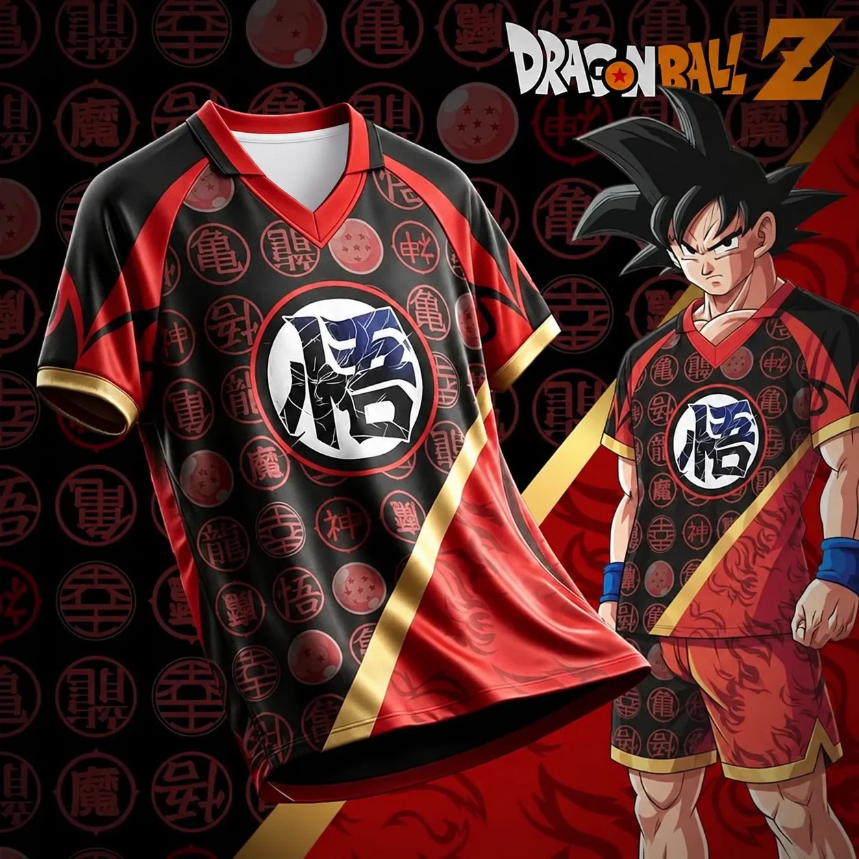 Dragon Ball Z Goku Saiyan FC Fußballtrikot für Herren, orange-blau, Anime, kurzärmeliges Fußballshirt, Cosplay-Sportoberteil. – Detail 4