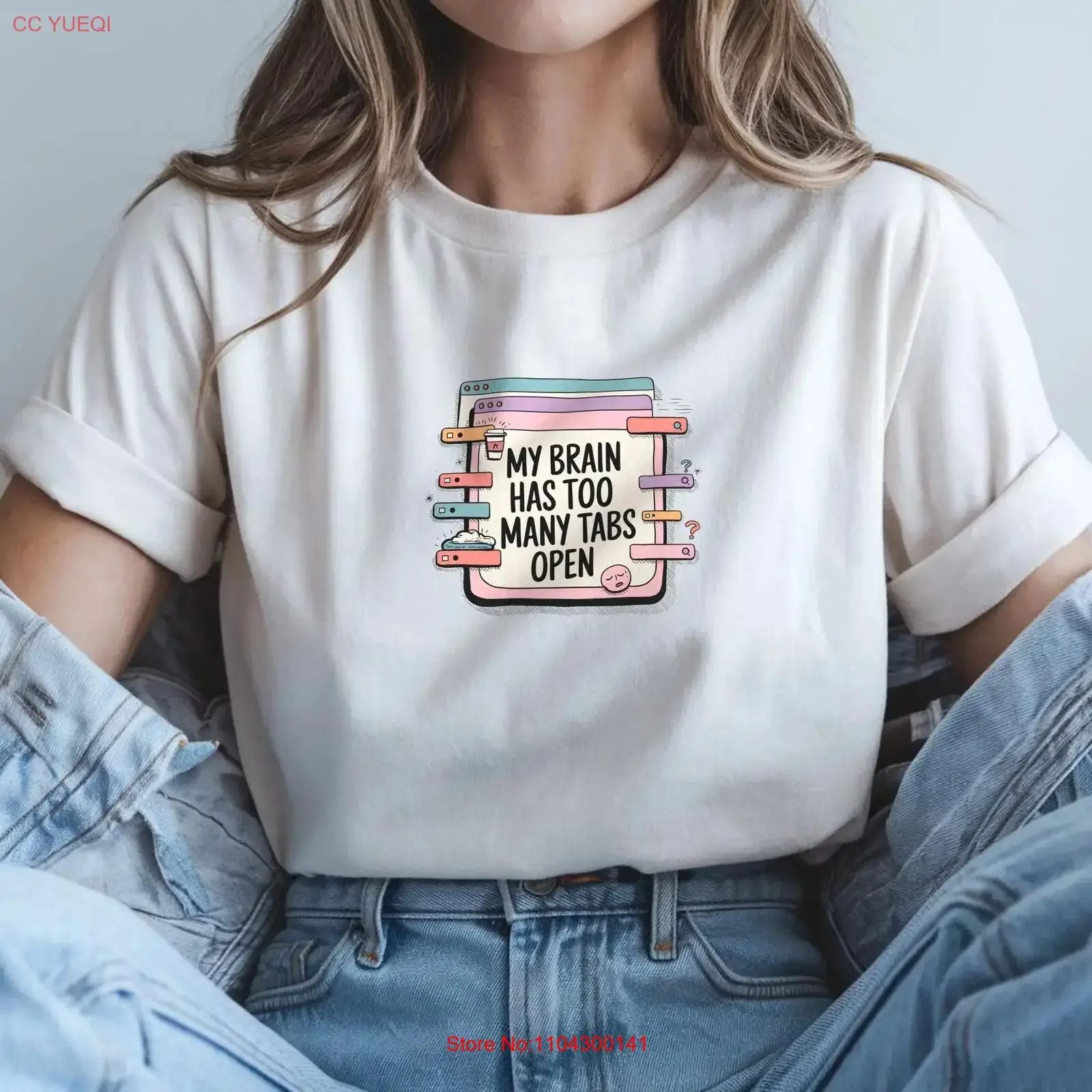 Custom Too Many Tabs Open T Shirt Retro Computer Window Funny Overthinking  vintage Washed Casual designer clothes streetwear