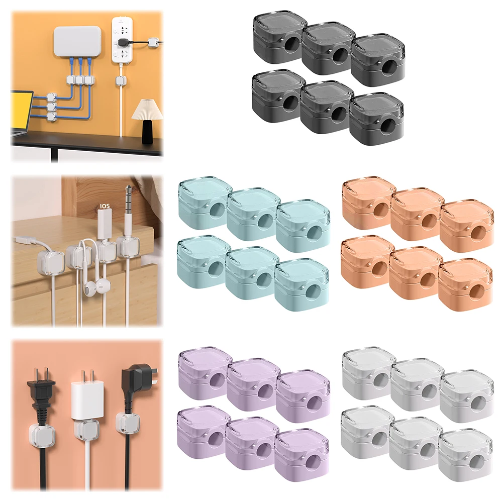 6 Pack Magnetic Cable Management Clips Strong Adhesive Cord Organizer Wire Holder Keeper for Home Office Desk Car Wall Desktop