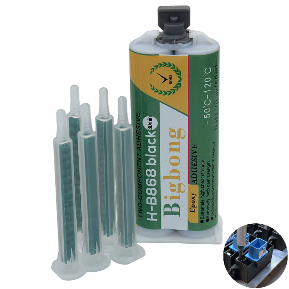 5 Stück Mischdüsen, statischer Mischer & schwarze Epoxidharze, 30 Minuten Strukturklebstoffe, 1:1 Epoxidharz, 50 ml Dichtstoff, AB-Klebstoffe -50 ℃ -120 ℃ – Detail 3