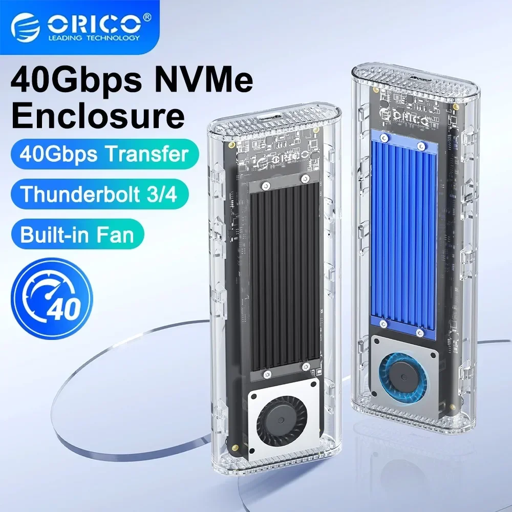 

orico 40Gbps M.2 NVMe SSD Case Enclosure m.2 to USB4.0 Adapter for M.2 NVME PCIE Built-in Cooling Fan Transparent nvme ssd case