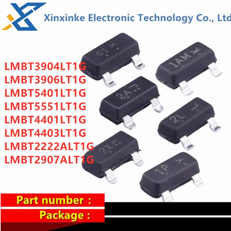 100PCS LMBT3904/3906/5401/5551/4401/4403/2222/2907ALT1G SOT-23 PNP NPN Transistor 40V 150V 160V 600mA 1AM 2A 2L G1 2X 2T 1P 2F