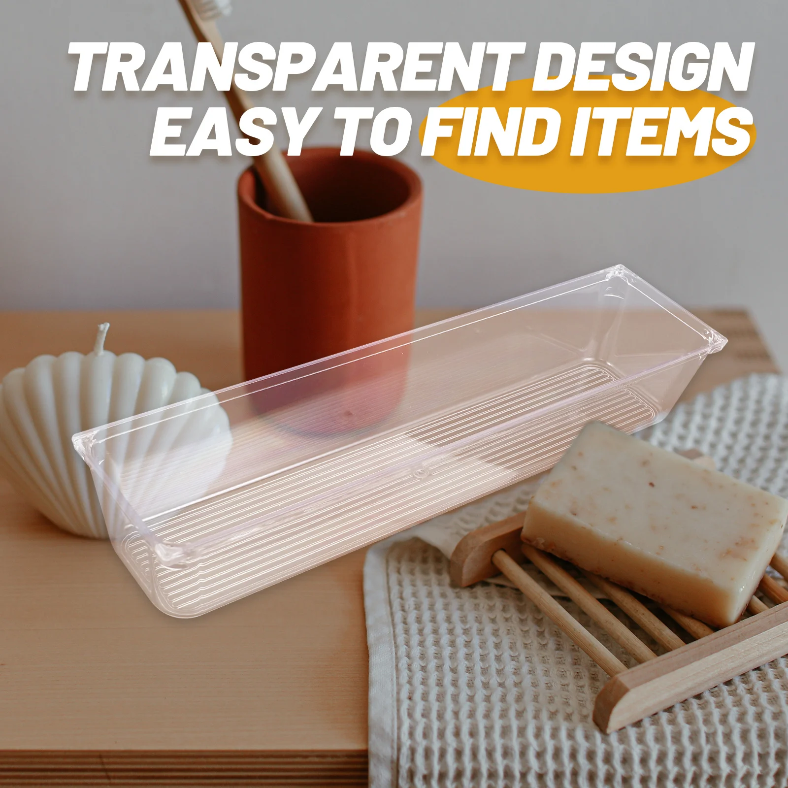 

2pcs Clear Plastic Organizer Drawers Storage Box Large Capacity For Makeup Brushes Lipstick Pen Vanity Bathroom Kitchen Desktop