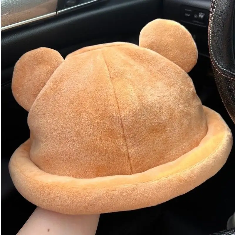 Kawaii Rilakkuma Plush Fisherman Hat Japanese Anime Cartoon Autumn Winter New Versatile Style Ladies Hats Girls Birthday Gifts