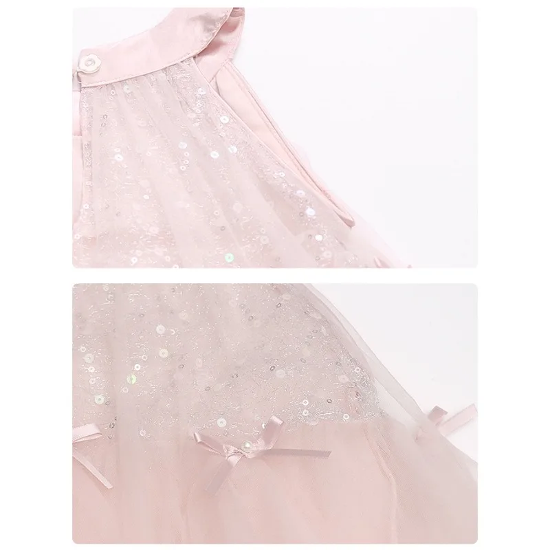 Girls' camisole dress summer 2026 new stylish children's mesh princess girls' vacation style hanging neck dress 4
