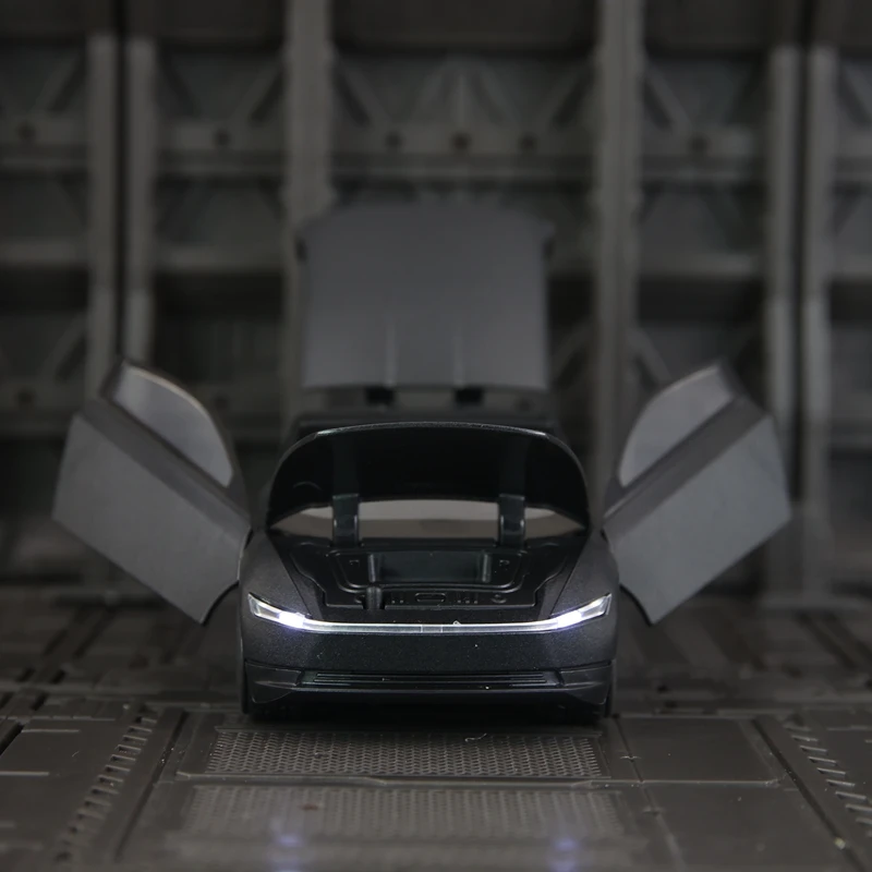 1:32 puertas de modelo de coche de aleación ROBOTAXI de simulación y capó de motor, el maletero se puede abrir tiene funciones de sonido y iluminación simuladas