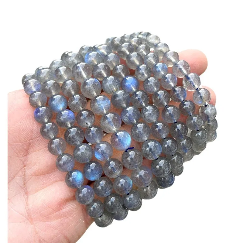 

Shinzue 7ANatural Gray Moonstone Bracelet Blue Light Labradorite Fashion High-end Round Bead Jewelry Wholesa