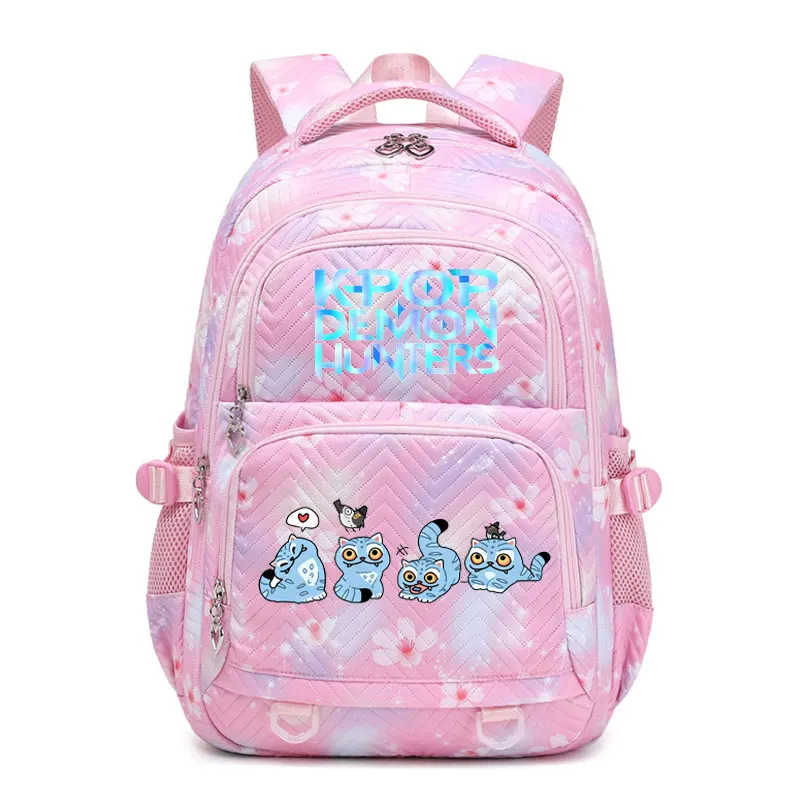 KPop Demon Hunters Backpack Cat Derpy Print Cartoon School Bag High Quality Large Capacity Boys Girls Student Leisure Backpacks