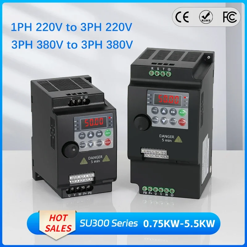 For 3phase Motor 220V/380V VFD inverter 0.75/1.5/2.2/4/5.5KW Variable Frequency Converter AC Drive Speed Controller