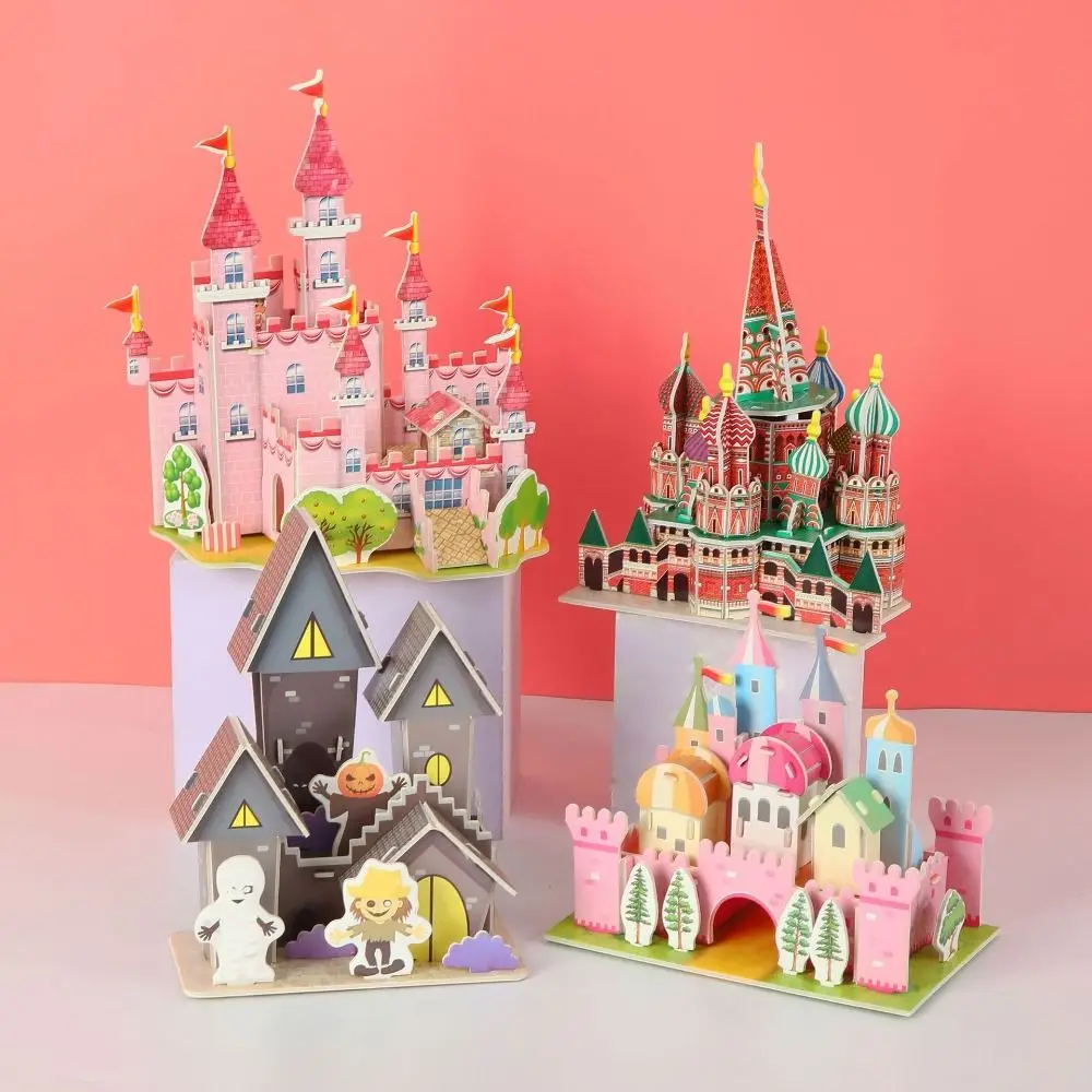 3D Puzzle Building 3D Puzzle Assembly Building Blocks Paper Jigsaw DIY House Model Puzzle Handmade DIY Paper Card Jigsaw