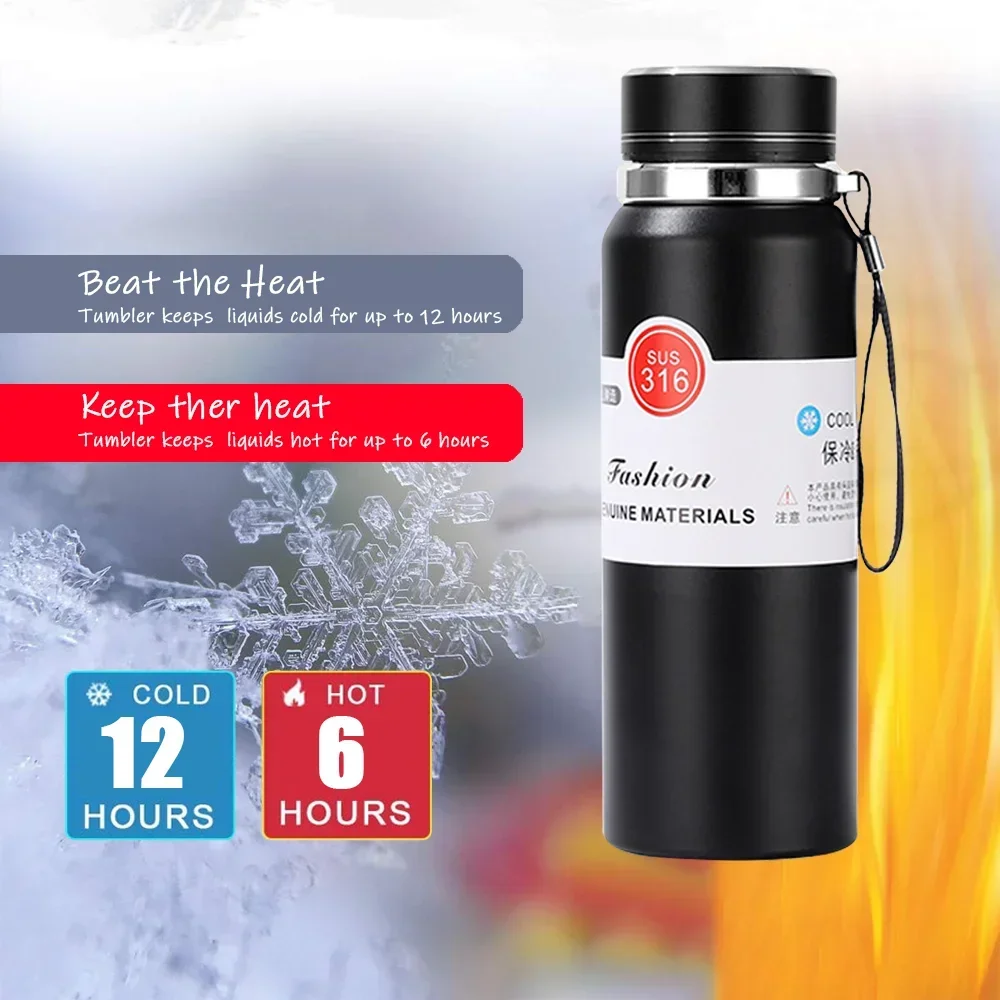 800ml 컵 열 진공 플라스크 스테인레스 스틸 보온병 병 이중 벽 텀블러 스포츠 커피 머그잔 누출 방지 등온선 Drinkware