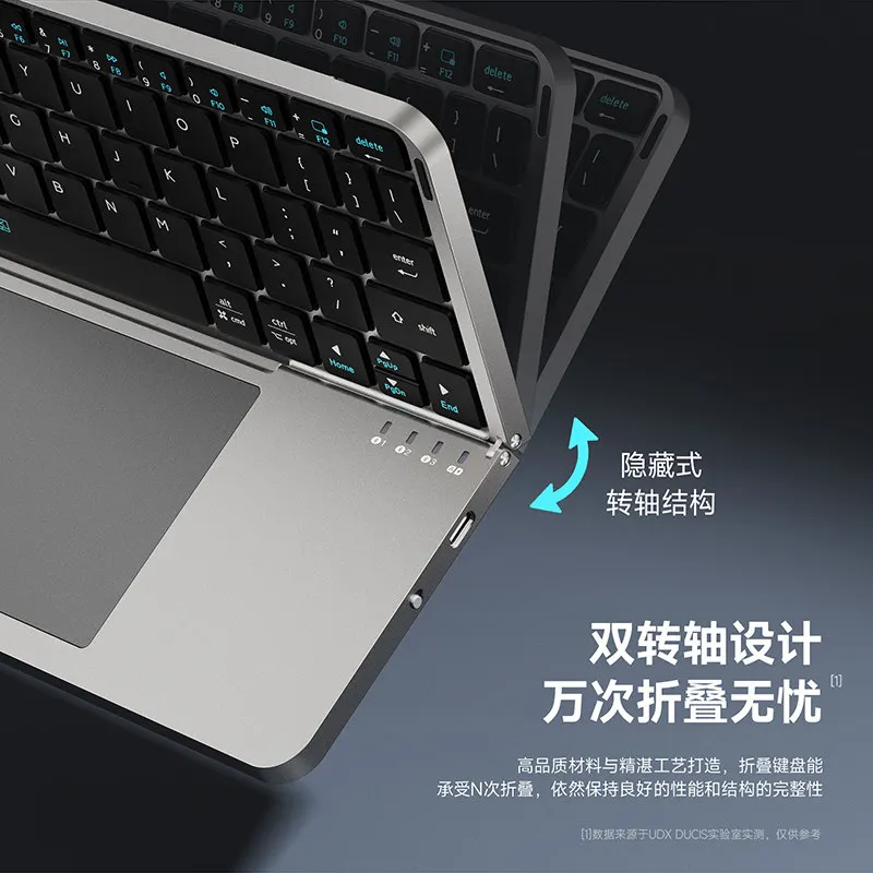 Custom DUXDUCIS Foldable BT Keyboard with Trackpad iPad Leather Stand Case Pairs Android Windows Mac Third Party Not Apple
