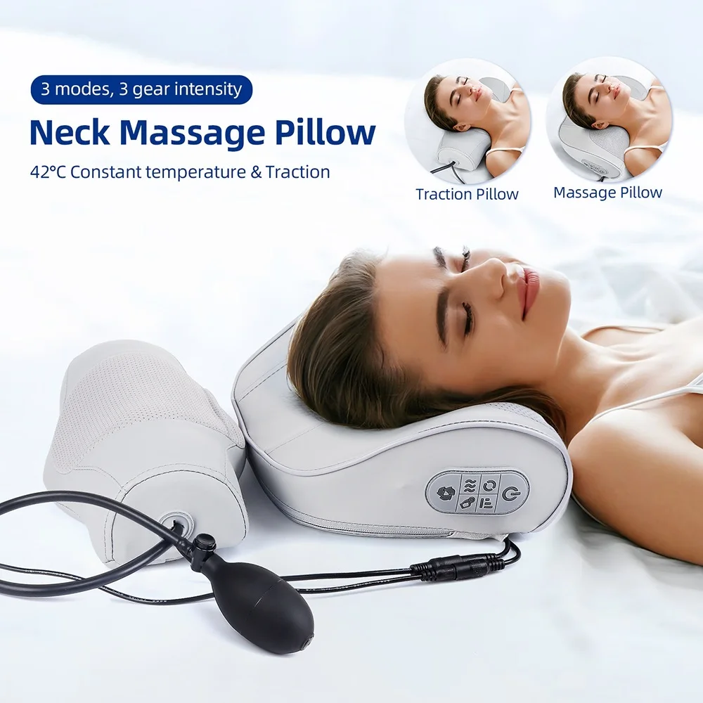 2 IN 1 Electric Neck And Back Massage Pillow Lumbar Massager Waist Kneading Massage Cushion Shiatsu Head Shoulder masajeador