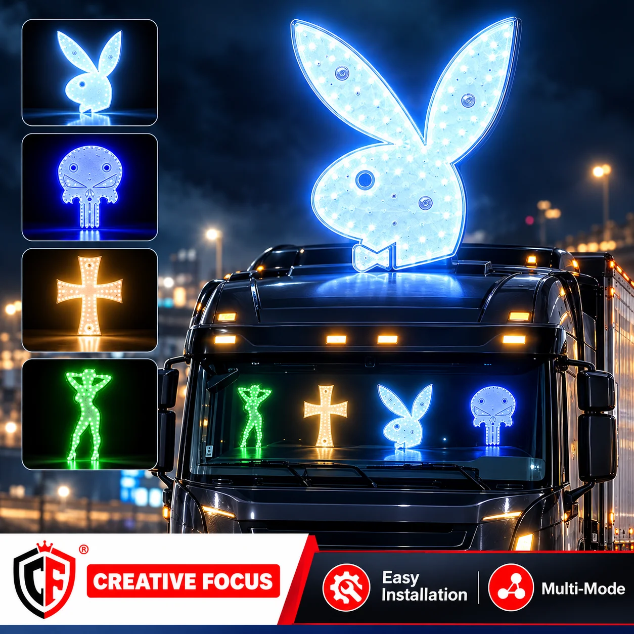 LED Car Window Light High Brightness Suction Cup Mount Funny Windshield Decoration Ambient Lamp for Truck SUV Drivers and Owners