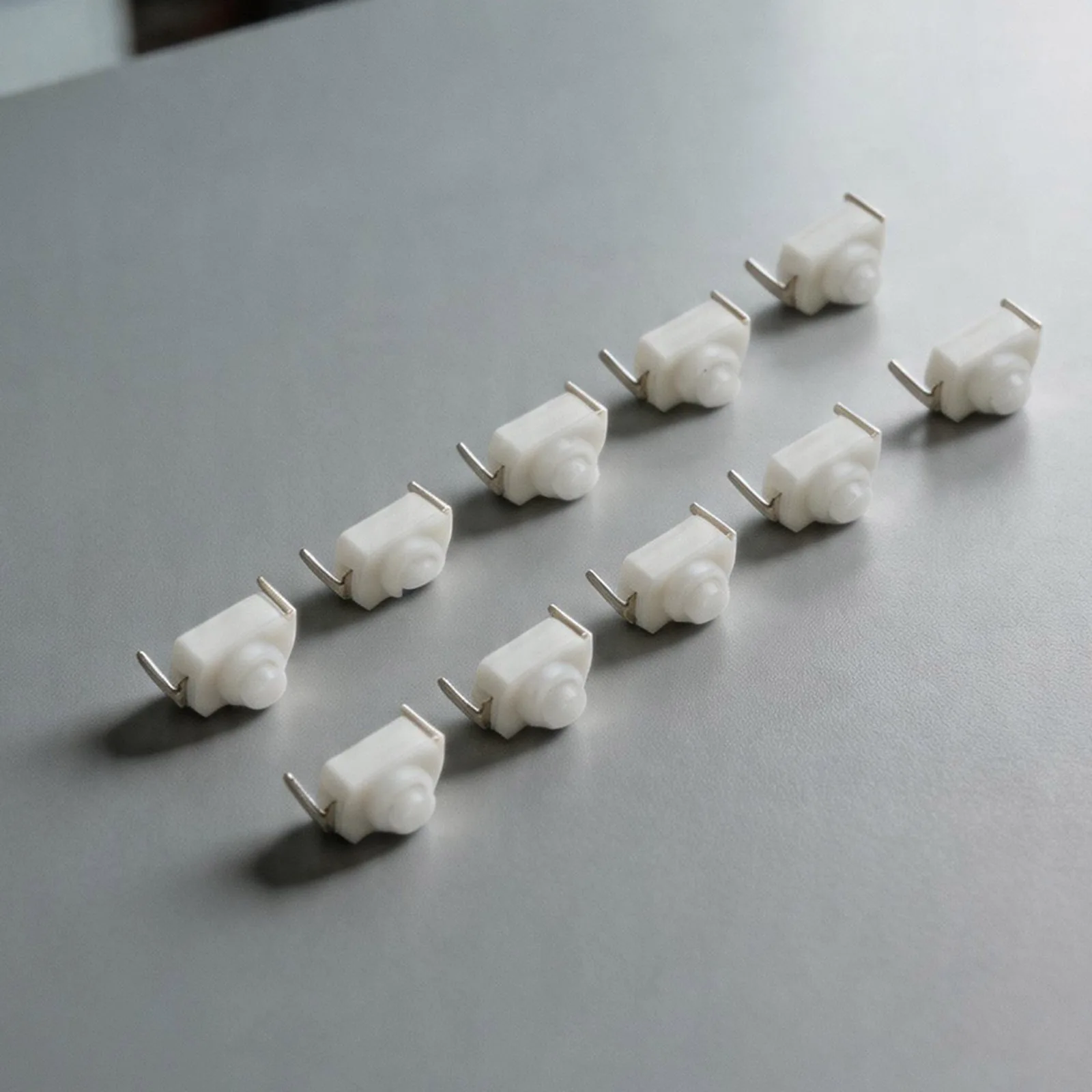 10PCS 1A 30V White Latching On Off Push Button Switch for Mini Torch with 2 Pin Terminal and Plastic Copper Construction