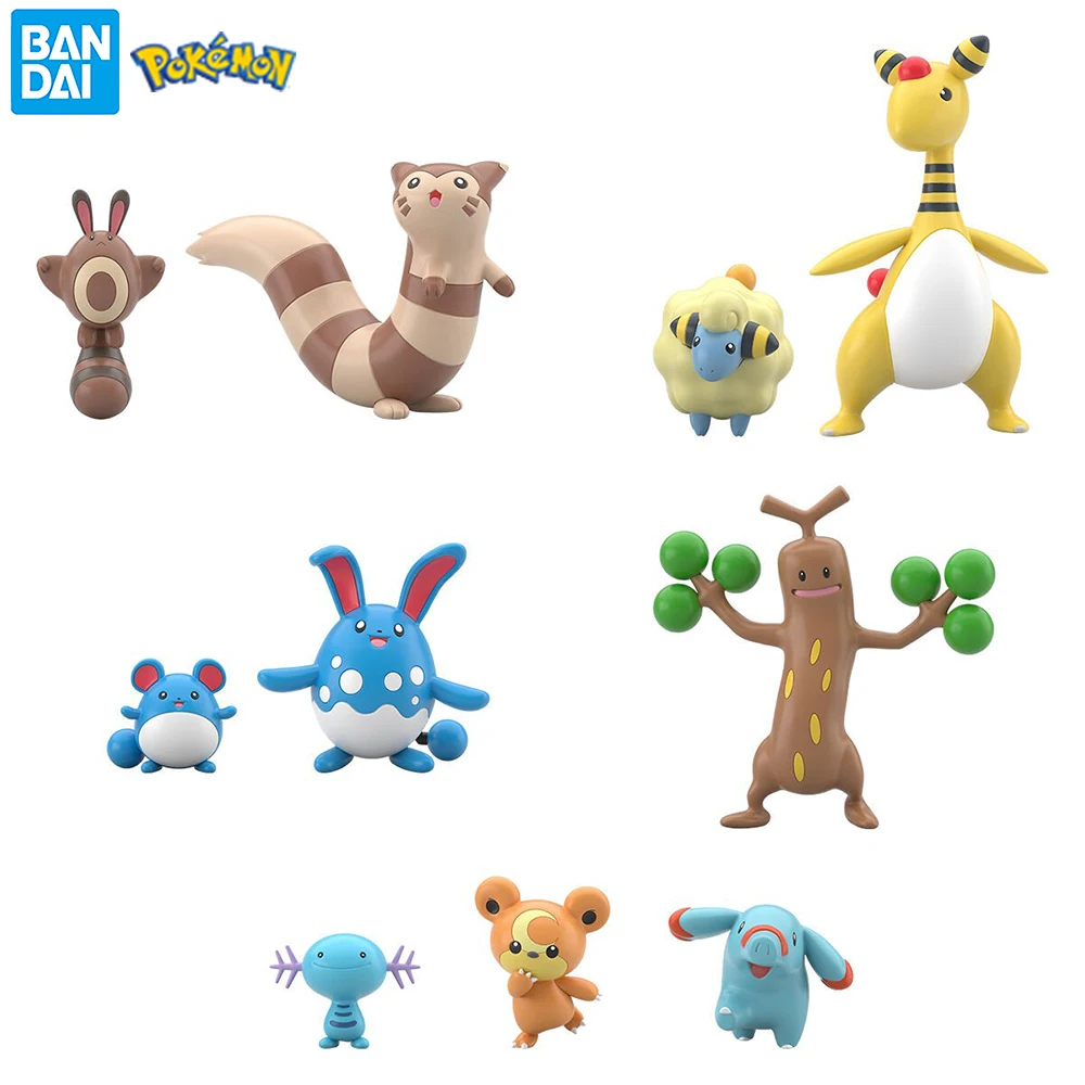 Набор из 10 фигурок BANDAI Shokugan Pokemon Scale World Johto Wooper, Teddiursa, Phanpy, Ampharos, Mareep, Sentret и Furret