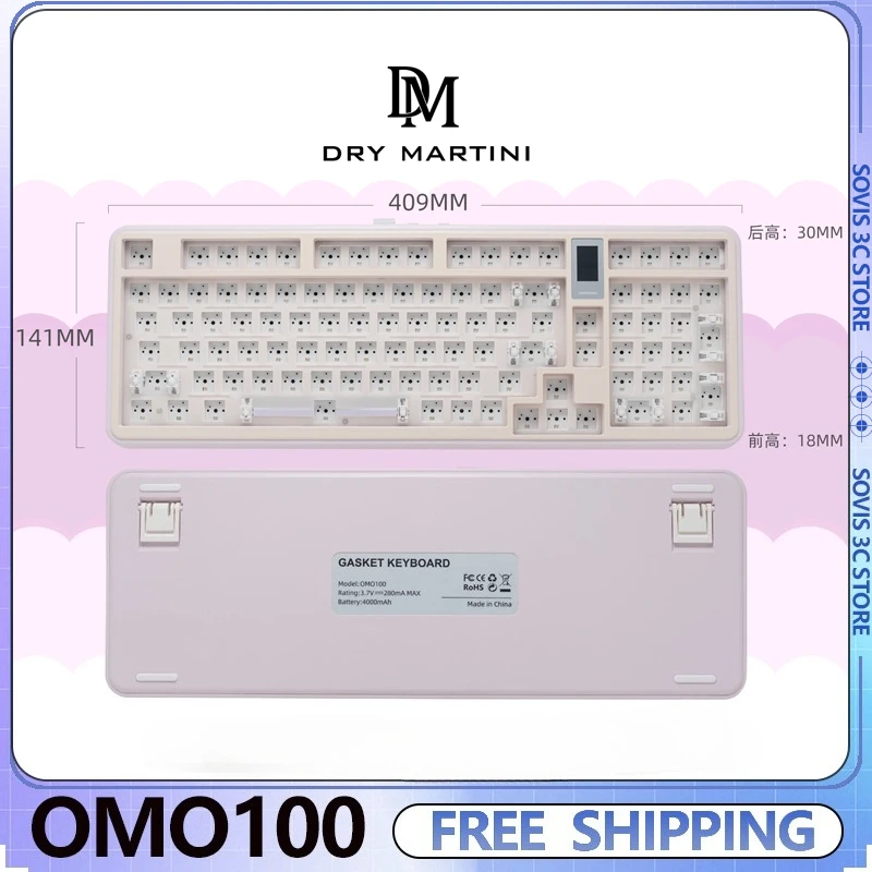 

Dry Martini Omo100 Wireless Keyboard Kit USB/BT 3Mode Custom Silent Axis Gasket Hot Swap Rgb Backlight Screen Keyboard Gift