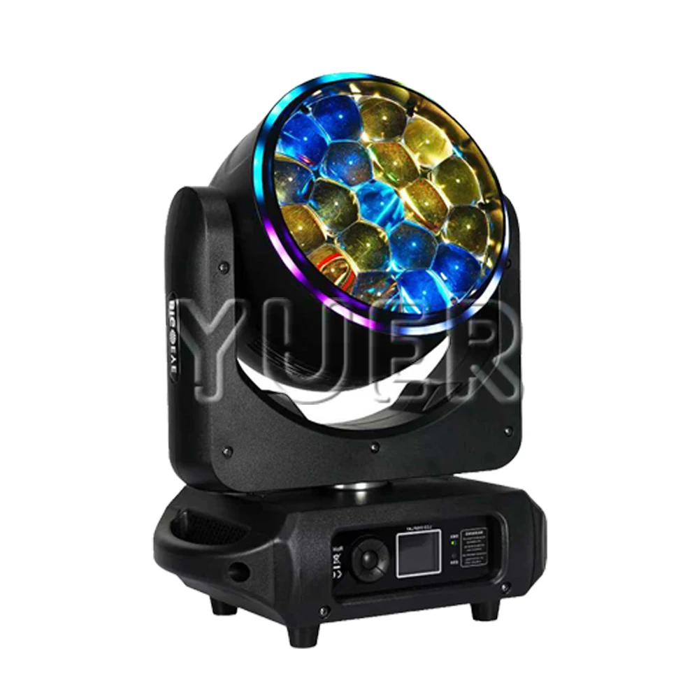 YUER New LED RGBW 19x15W Beam Wash Zoom Moving Head Light With Ring Stage Lights For DJ Disco Wedding Party Bar Show