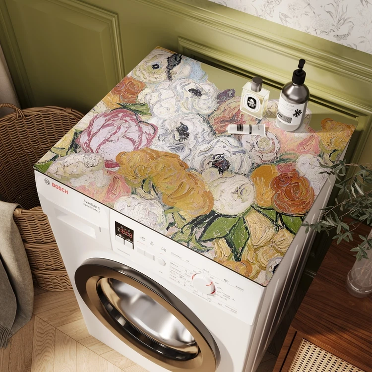 Van Gogh Creative Flower Fully Auatic Drum Waing hine Dust Cover Waterproof Sun Protection Countertop Pad Cover Cloth