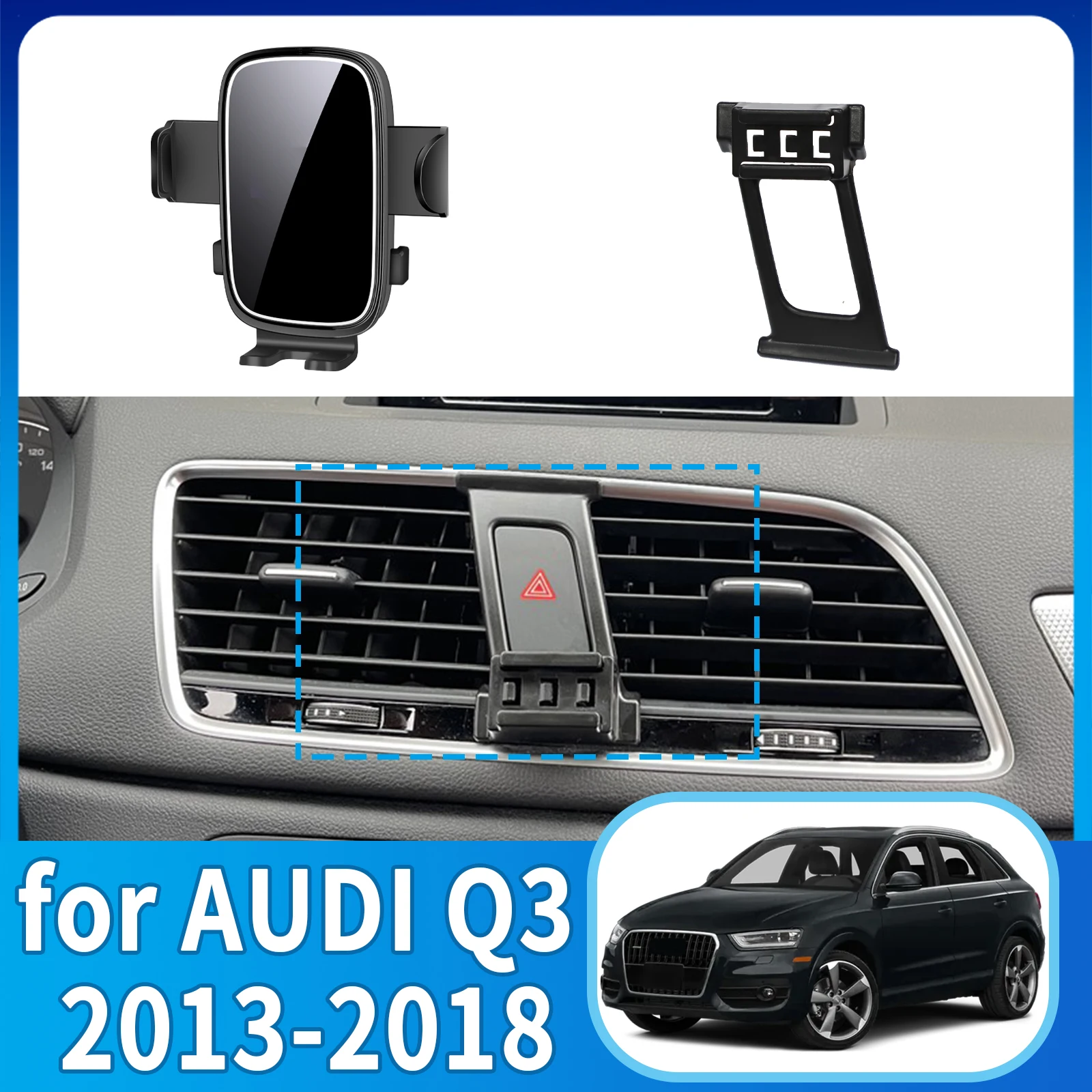 يصلح لأودي Q3 2013 2014 2015 2016 2017 2018 حامل هاتف ، لوحة القيادة شاشة جبل قوس سهلة التركيب     اكسسوارات السيارات #1