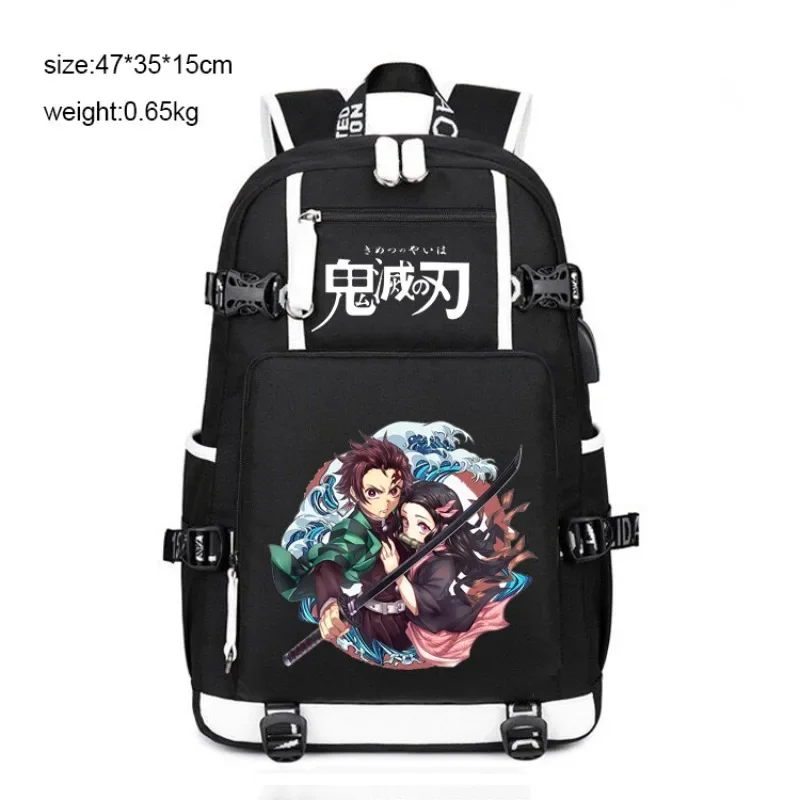 Demon Slayer Casual Anime Backpack for Men and Women Large Capacity Middle School and High School Bags Water-Repellent Oxford