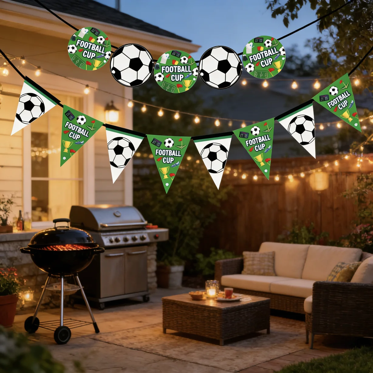 A set of championship football printed banner flags for restaurant and bar decoration, birthday party banners, and colorful foot