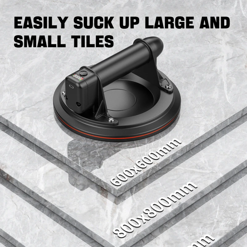 Industrial 8 Inch Electric Vacuum Sucker 200kg Capacity, Auto-Seal Suction Cup for Stone/Glass/Tile Construction Handling