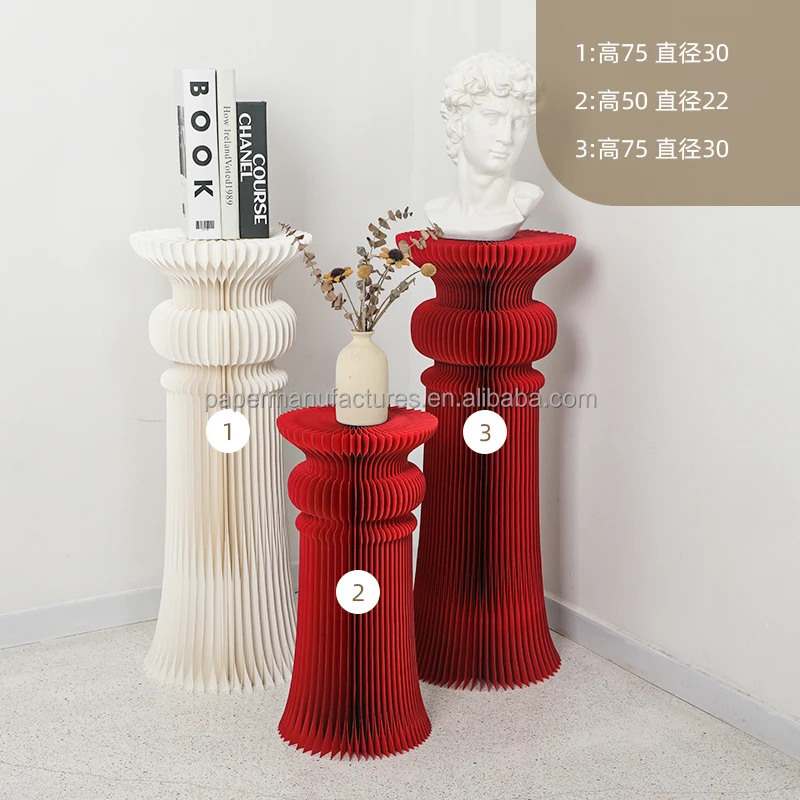 Customized Wedding Decoration Honeycomb Paper Crafts Column Cardboard Display Stand Backdrop Stand For Wedding Events