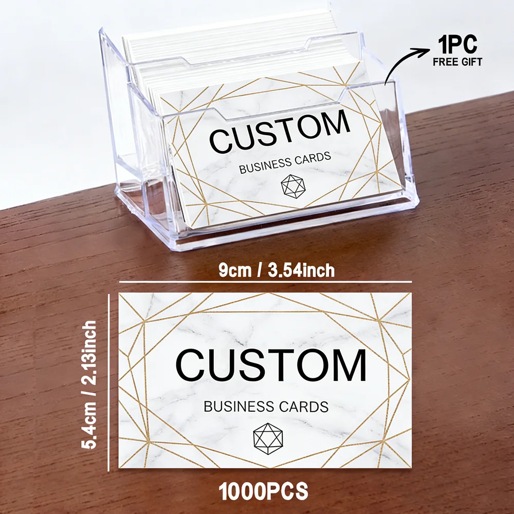 200/500/1000 Stück Anpassbare Karten, Personalisierte Visitenkarten mit Acryl-Aufbewahrungsbox, Matte Dankeskarten und Einladungen