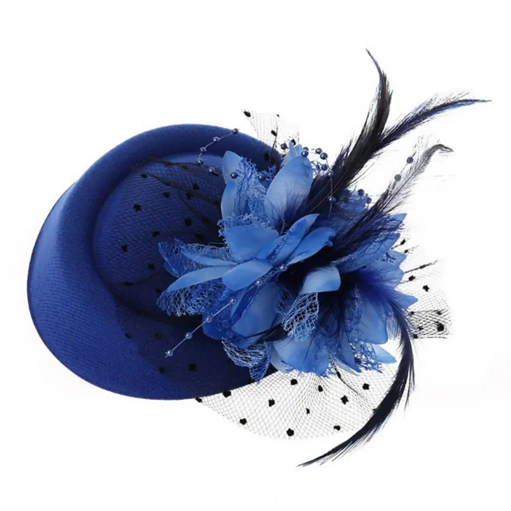 Exquisite Fascinator Hat With Hair Clip Decorative Anti-fall Faux Feather Flower Mesh Headwear Hair Accessories