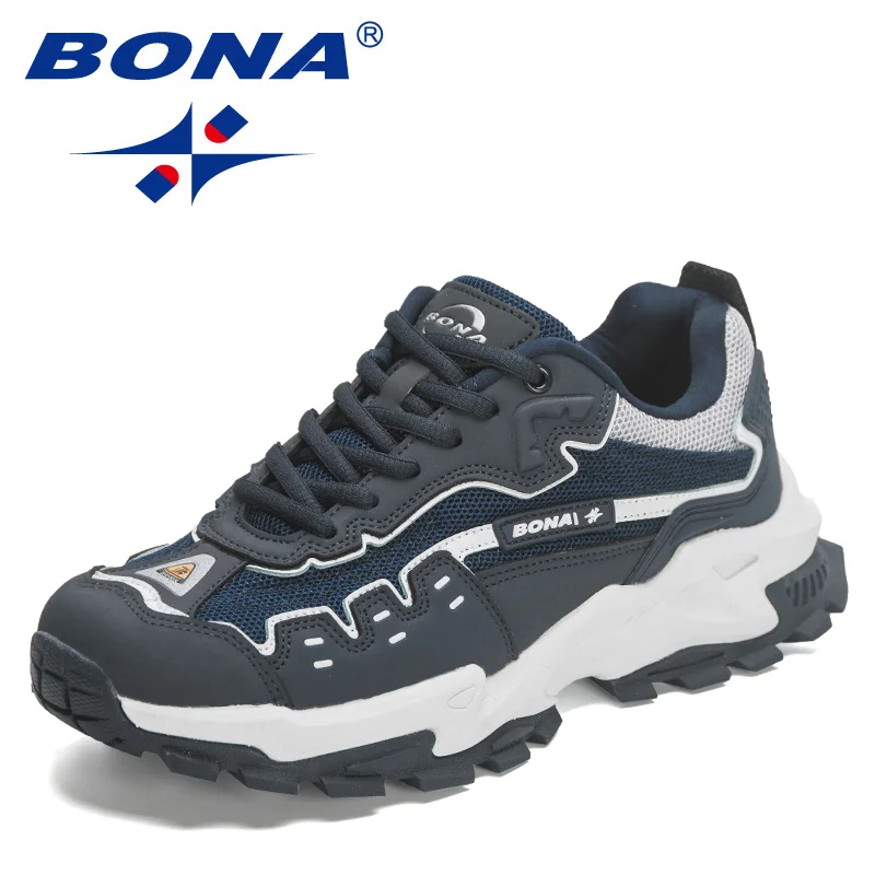 BONA-Zapatillas deportivas de cuero para hombre, calzado deportivo para correr, caminar y trotar, novedad de 2023