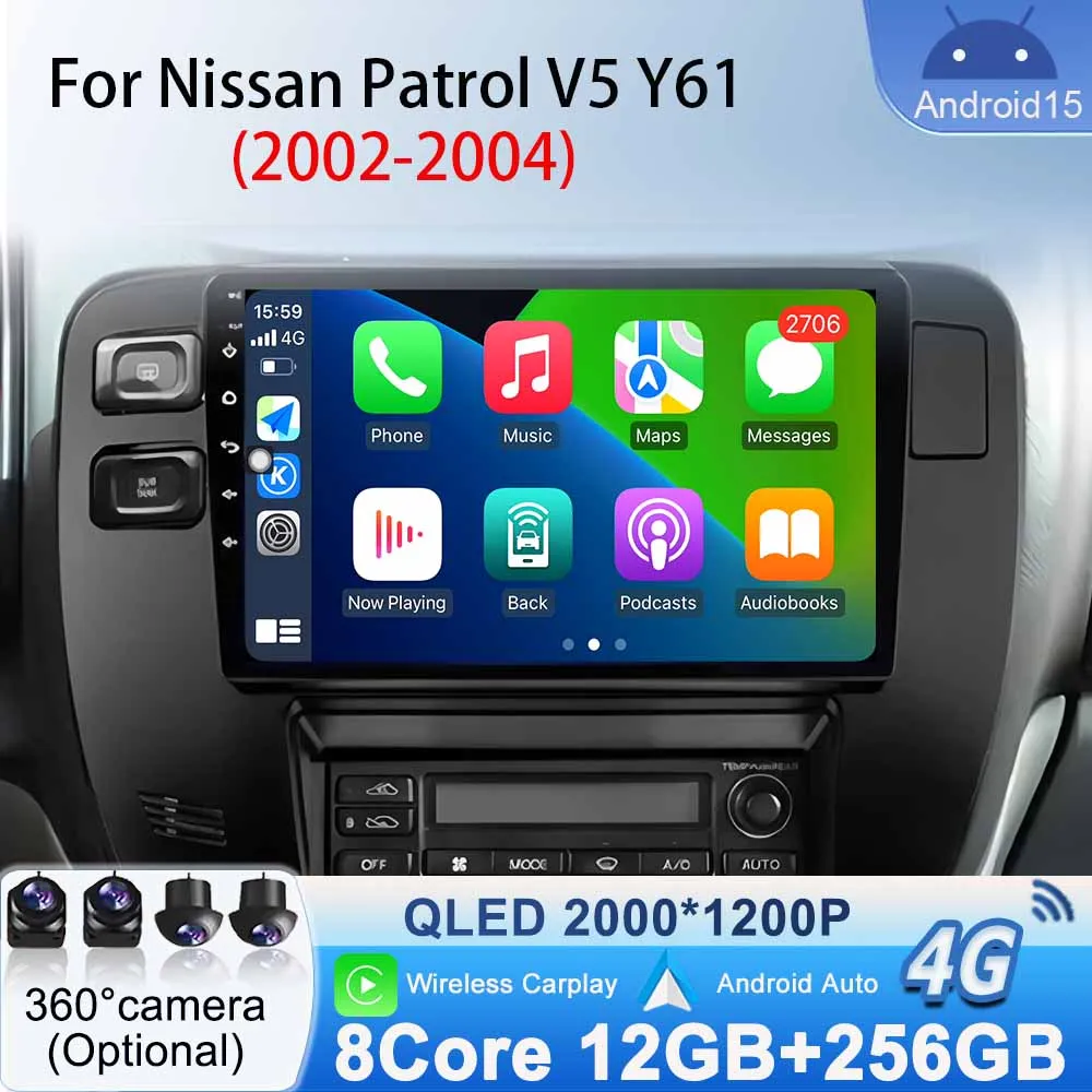 

No 2Din DVD for Nissan Patrol V5 Y61 2002 - 2004 Android Auto Carplay Bluetooth Car Radio Multimedia Video Player GPS Navigation