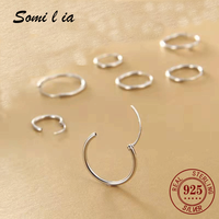 SOMILIA 18K Golden Plated Hoop Earrings for Women and Man,925 Sterling Silver Jewelry 1.2MM Fashion Womens Ear-rings 10-20mm