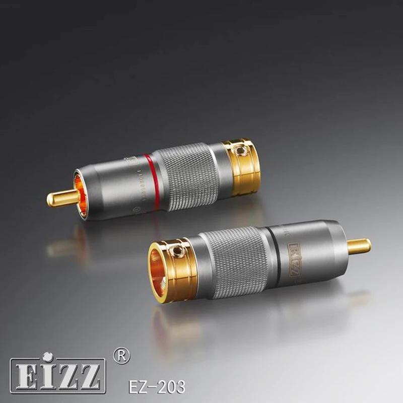 2PCS EIZZ Gold Plated Rhodium Plated Male RCA Plug Connector HIF Amplifier Audio Video CD Player Signal line plug