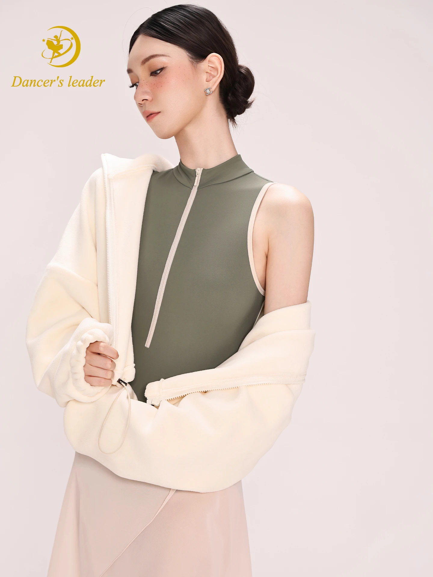 Ballet turnpakje voor dames oefenjurk gymnastiek prestatiejurk volwassen luchtyoga jurk warme jas met fluwelen top