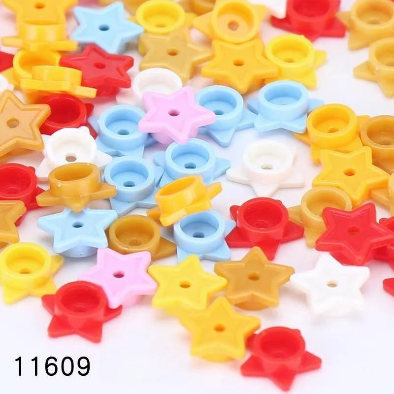 100pcs Moc 11609 Bricks Five Pointed Star and Small Hole DIY Building Blocks Compatible Parts Accessories Toy