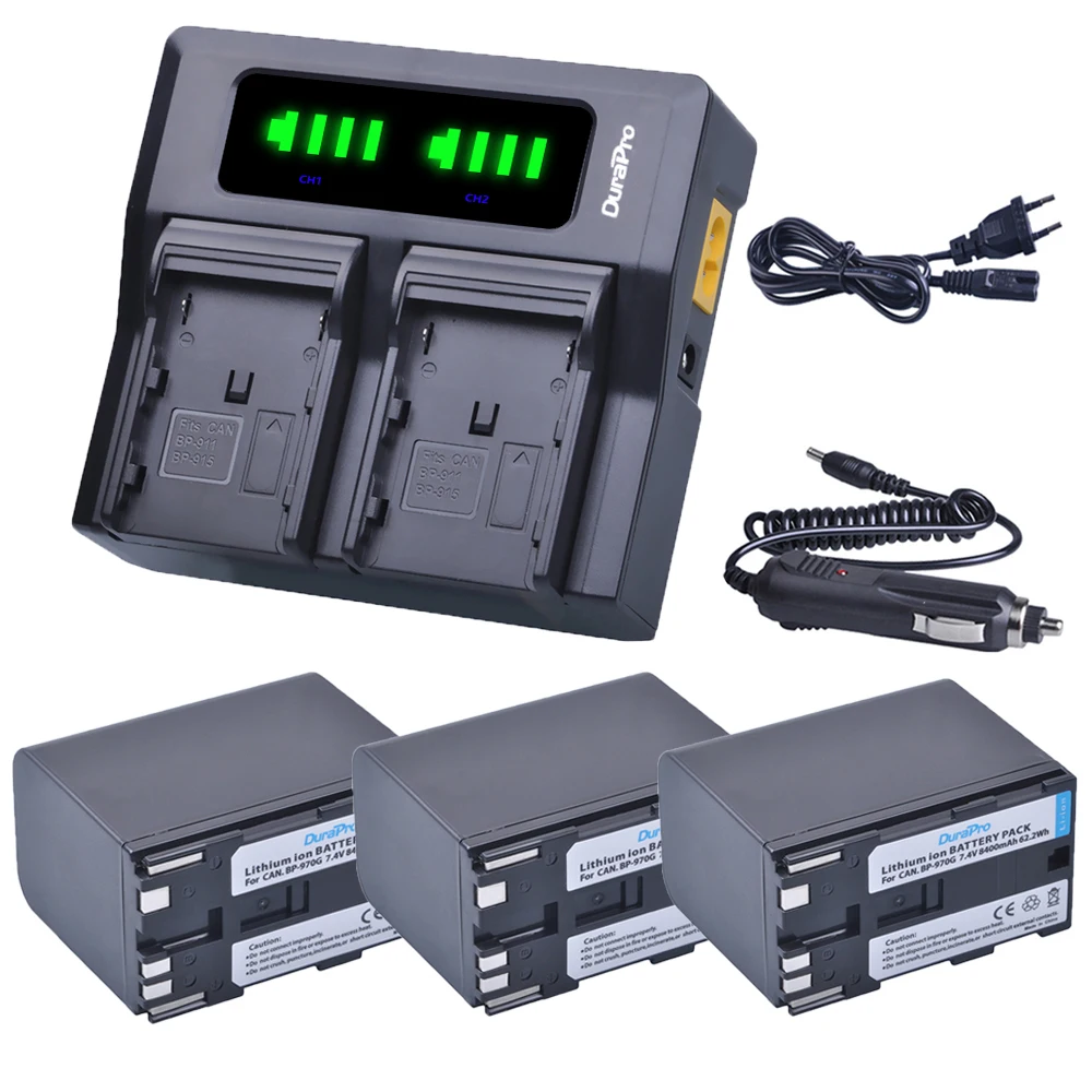 

8400mAh BP-970G BP 970G BP-975 Batteries + LED Dual Quick Charger Kits for Canon EOS C100,Mark II, EOS C300, XF100, XF105