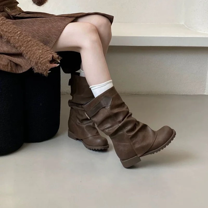 

НОВЫЕ женские ботинки 2025 года, роскошные минималистичные осенне-зимние сапоги выше колена, женская обувь из микроволокна