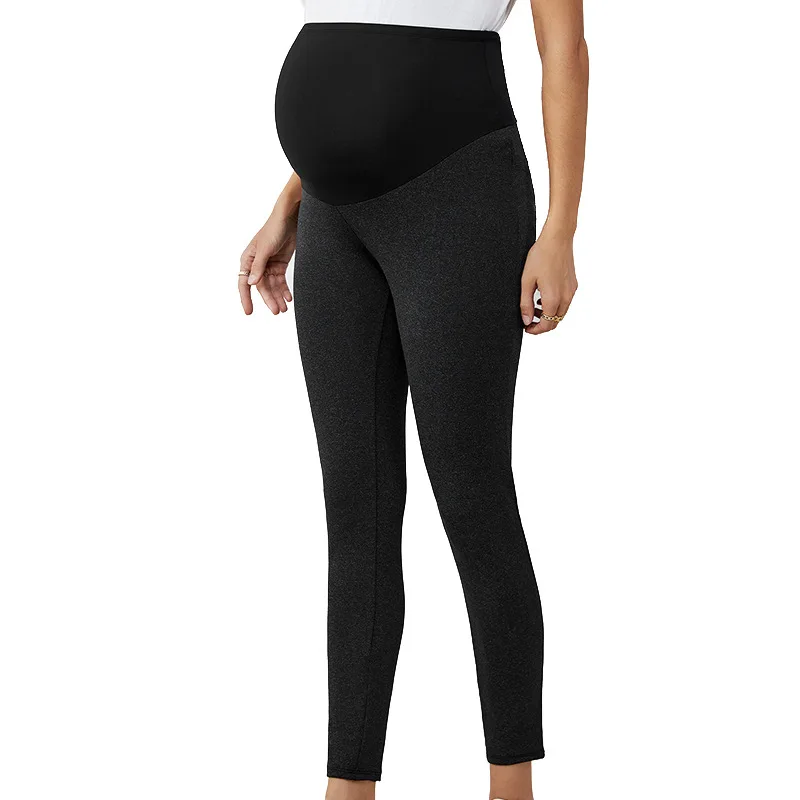 Leggings de maternidade de cintura alta para gestantes, apoio do ventre, calças magras para gravidez, corpo, roupas tricotadas, moda