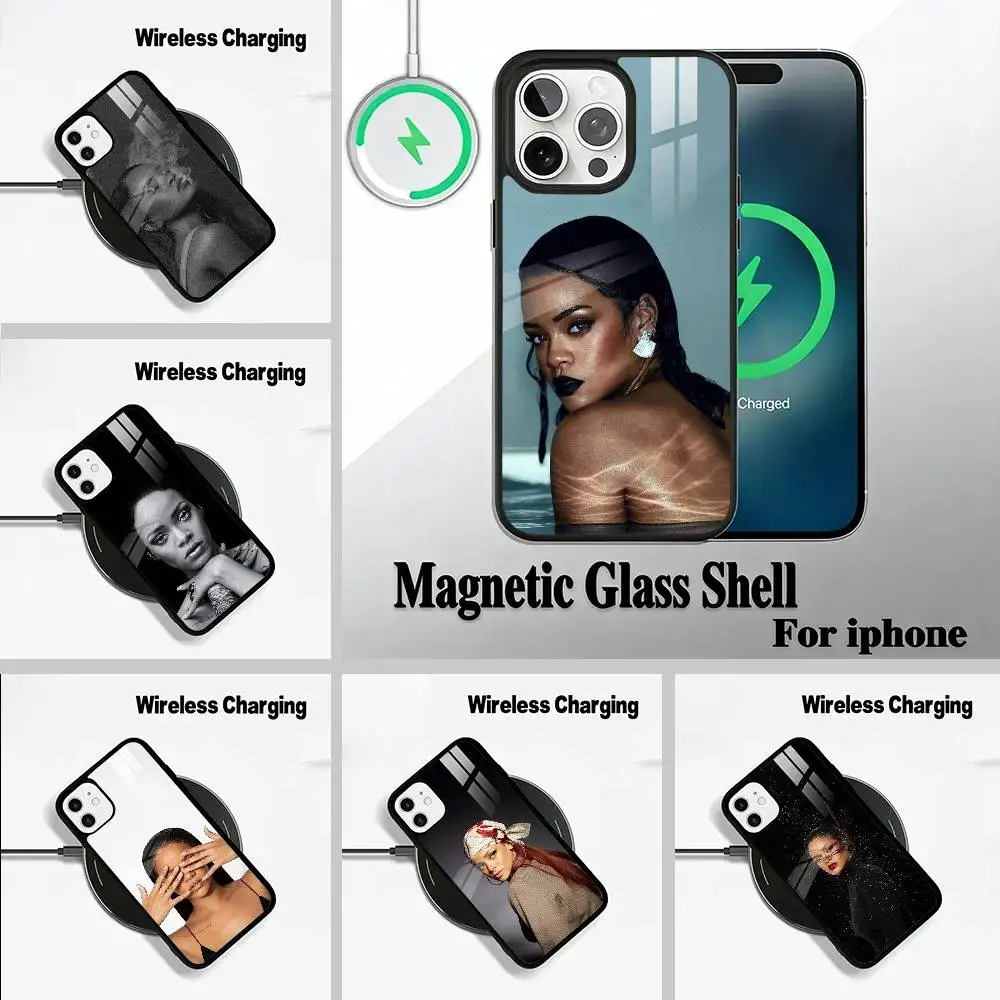 

R-Rihanna-pop diva For IPhone17 16 15 14 13 12 11 Plus Pro Max Plus Wireless Charger Phone Case