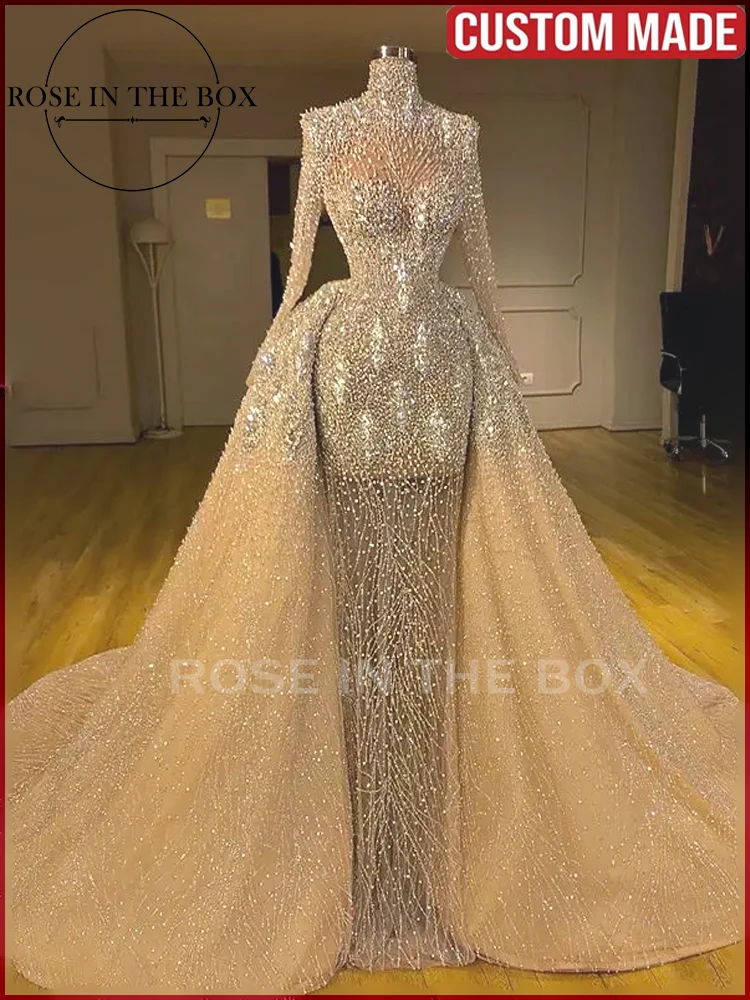 

Luxury Crystals Stones 2 In 1 Mermaid Wedding Dress 2025 Gorgeous Wedding Bridal Gowns With Detachable Train Customized