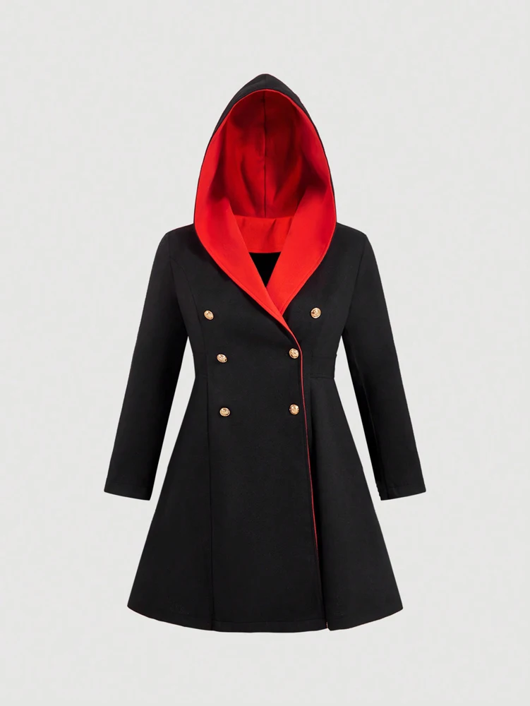 PLUS ขนาด 2025 ฤดูหนาวใหม่ MS Tweed Trench Coat PURE สี hooded ขนสัตว์เทียม Splicing Elegant WARM Double-breasted