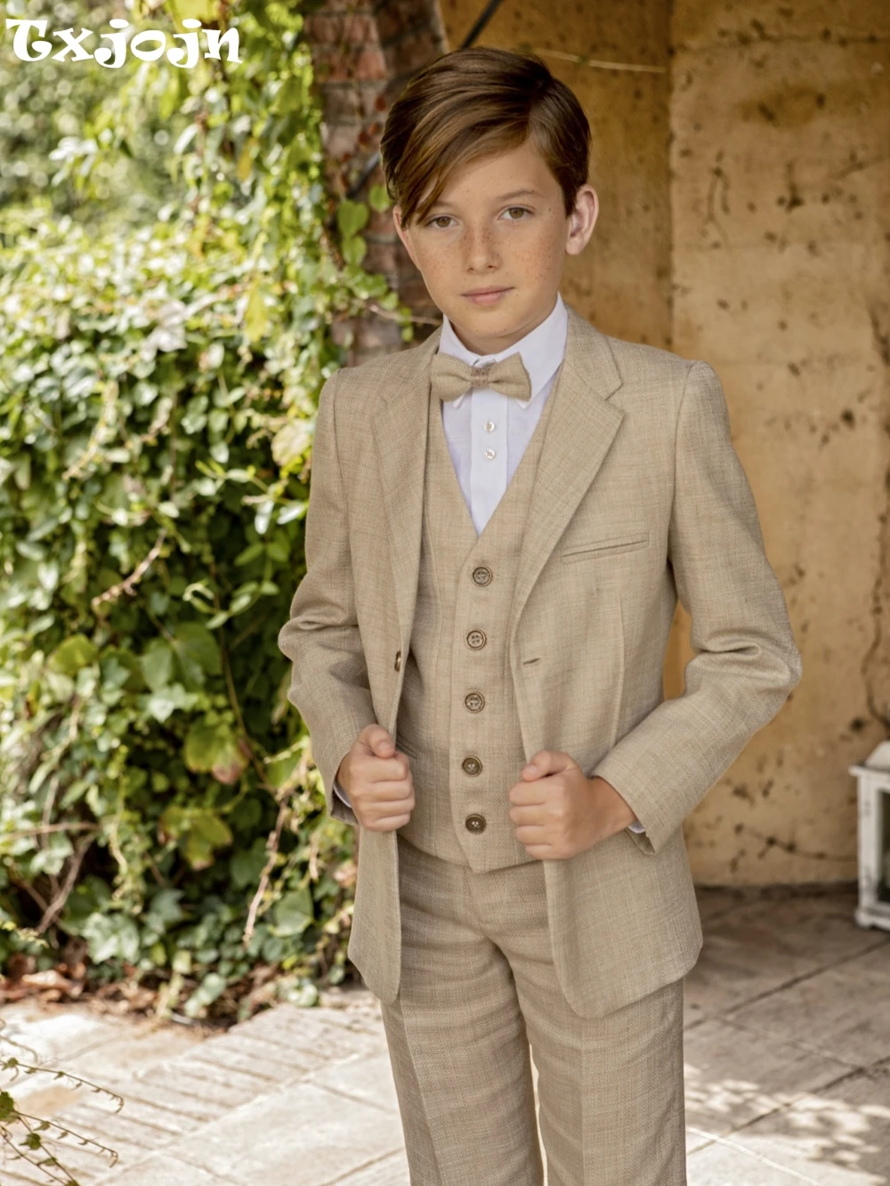 

Txjojn High Quality Tuxedo 3 Pieces For Kids Birthday Party Spring Autumn Boys Suits Child Slim Fit Suit Set Catwalk Show