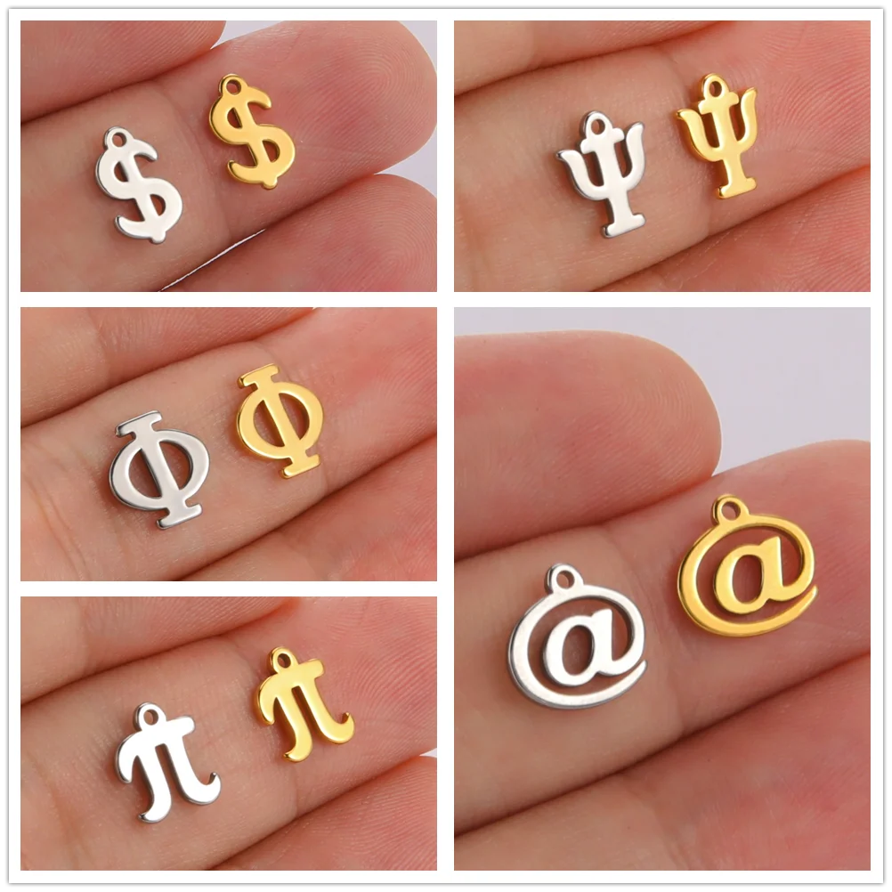 Stainless Steel DIY Jewelry Making Question Mark At Dollar Sign Mini Charms Bracelet Necklace Handmade Accessories