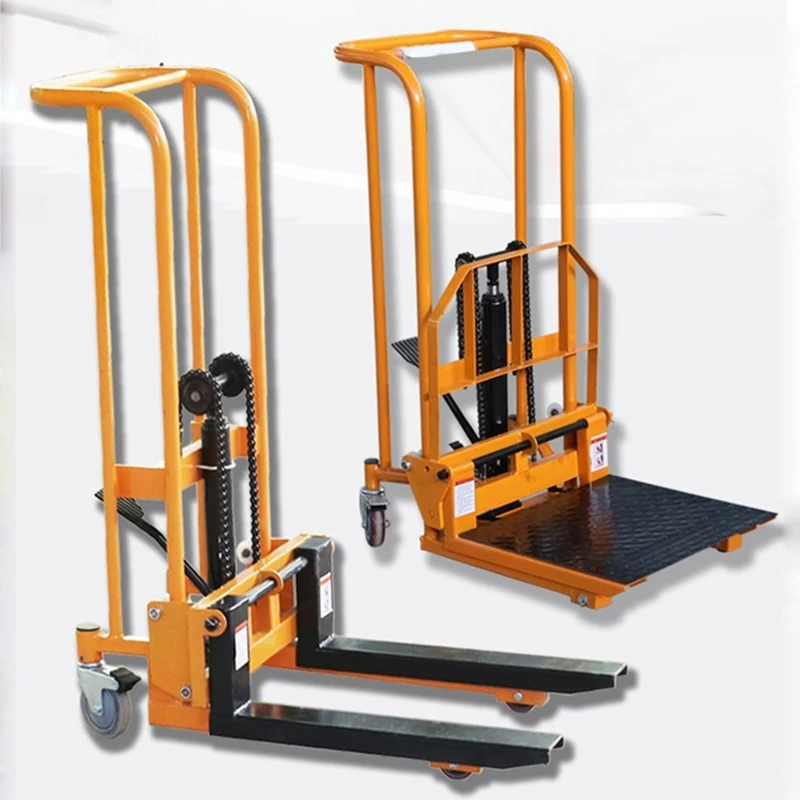 200kg/400kg Load-bearing Forklift, Portable Manual Handling Stacker, Hydraulic Unloading, Light And Small Household Lift Truck