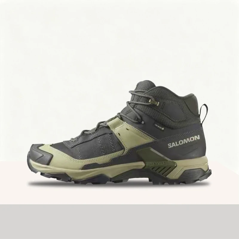 Salomon X ULTRA 5 GTX Retro: All-Around Protection and Comfortable Fit High-Top Running Shoes for Men–Gray-Green L47754300