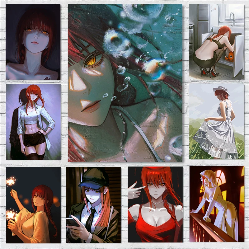 Popular Manga Chainsaw Man Character Makima Poster Prints Canvas Painting Makima Wall Art Pictures Home Living Room Decoration