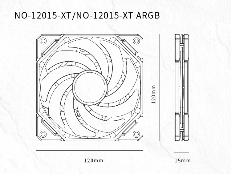 ID-COOLING NO-12015-XT black Super Slim 15mm Thinckness Ultra-Thin PWM Temperature Control 12cm Chassis Cooling Fan