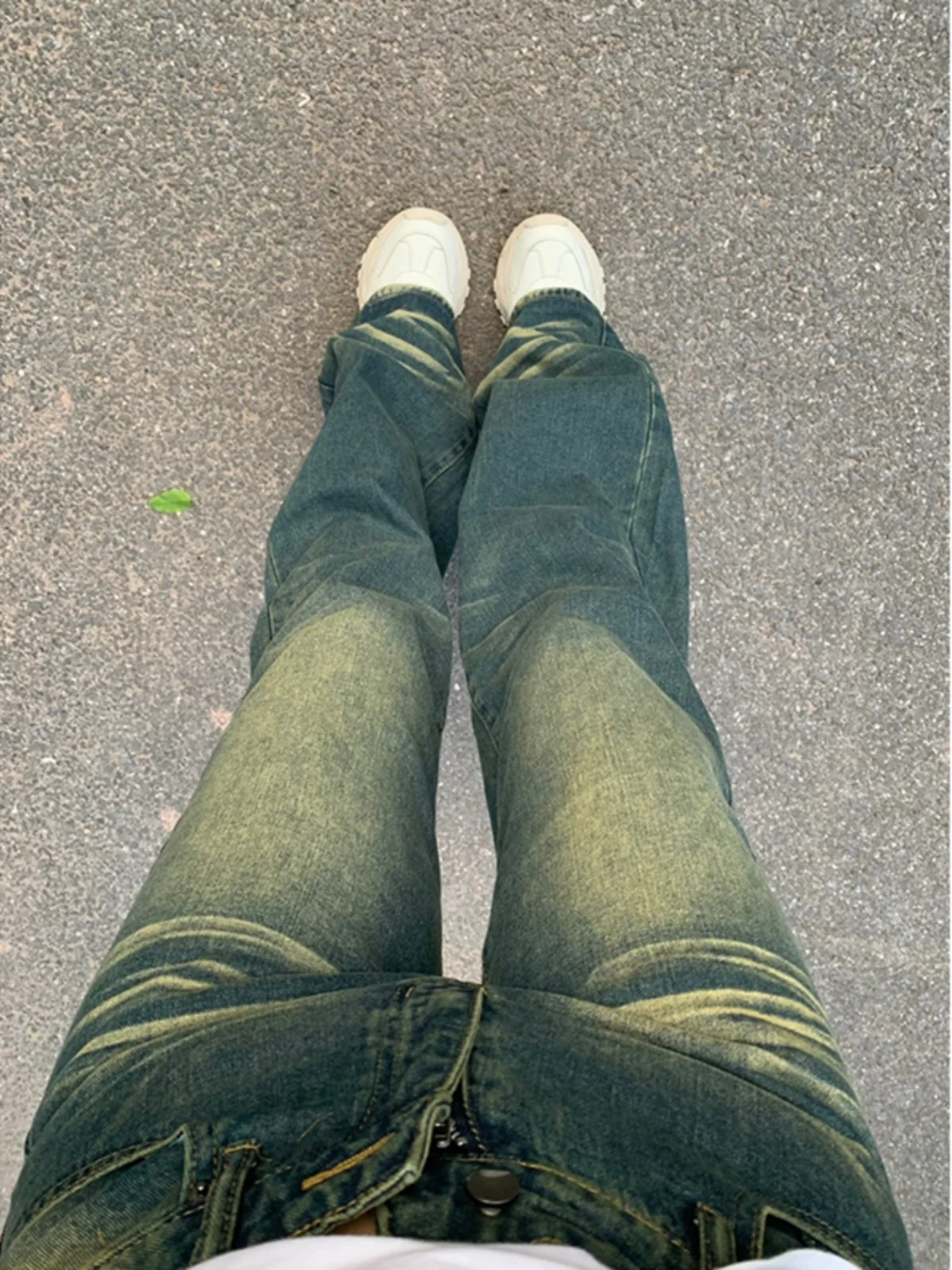 

Vintage Heavyweight Tie Dye Men's Jeans High Street American Style Straight Leg Micro Flared Pants Youth Trend Cotton Polyest...